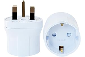 Double Dragon EU to UK Plug Adapter | European 2-Pin to UK 3-Pin Travel Adapter | Schuko & Europlug from France, Germany, Spain, Italy to UK Socket | BS8546 Certified, 13A Fused – White (1 Pack)