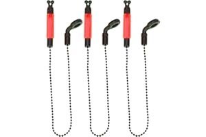 GANQUER 3PCS Bite Indicator Portable Bobbins Hangers Fishing Alarms with Chain Illuminated LED Indicator with Alarm Function Blue for Outdoor Rod Illuminated(Red,size:33cm)