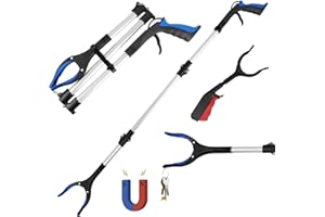 PRZRAO 110CM Pinza Recoge Objetos Aluminio Pinza Recoger Basura Pinzas Recoge Objetos con Punta Magnética para Recogida de Basura, Recogida de Residuos