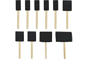 Erismithh Foam Brushes 10Pcs Wooden Handle Paint Brush Set Assorted Sponge Brushes Lightweight Painting Tools for Acrylics, Stains, Watercolours, Varnishes, Crafts