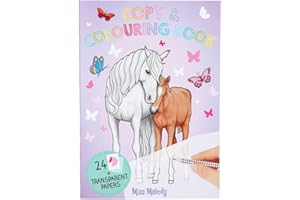 Depesche 12179 Miss Melody-Livre à colorier avec 24 Motifs de Chevaux et Une Feuille de Papier Transparente pour Les Dessiner, Multicoloured