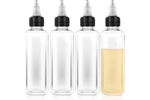 Qianyu 4 bottiglie per olio da spremere con tappo a vite, contenitore per condimenti liquidi a prova di perdite, per salsa di soia, aceto, sciroppo, ketchup, artigianato, cucina, casa