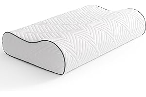 Twirest Memory Foam Neck Pillows, Black Orthopedic Washable and Ergonomic for Neck and Shoulder Pain, Anti-Snore, 1 Count (56x35x11-9CM)