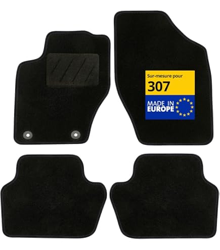 Tappetini Auto Compatibili Per 307 Tappeti Sagomati In Moquette Nera Logo Ricamato 2 Clip | Leroy Merlin