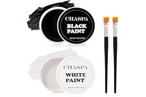 CHASPA Face Paint Black + White Clown Makeup Face Body Paint Set, High Pigment Professional Oil-Based Cosmetic Paint for Halloween SFX Makeup Costume Multiple Uses(60g/2.11 oz)