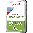 Toshiba 6TB S300 Surveillance 3.5" SATA Internal Hard Drive. 24/7 Operation, Supports 64 cameras,256MB Cache, 180TB/Year workload,SMR,3yr Warranty (HDWT860UZSVA)