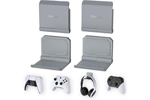 PlayVital FOLD Stojak na Kontroler do ps5 Uchwyt Ścienny Stojak do Xbox Series X/S,do Switch Pro Wieszak na Słuchawki do Xbox Wireless Headset,for Pulse 3D Headset-Szary(4 Zestaw)