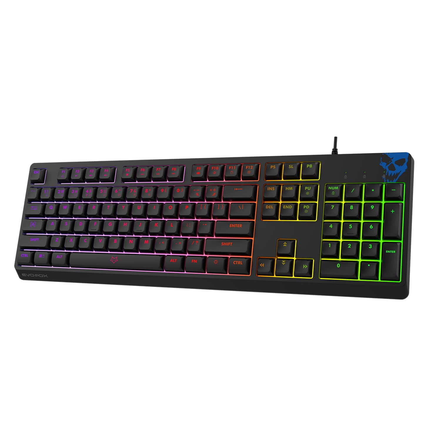 EvoFox Deathray RGB Gaming Keyboard | 16 Million True Prism Colors | 7 Backlight Effects and 1 Custom Effect | Silent Membran