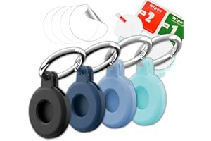 BLAUBODY Airtag - Pack de 4 Fundas (Negro/Azul Marino/Azul Claro/Turquesa), 4 Accesorios AIRTAG, irrompible, Juego de 4 Carcasas de protección para rastreador Apple Air Tag Protege Completamente de caídas y