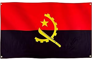 Runesol Flaga Angoli, 90 x 150 cm, 4 przelotki, oczko w każdym rogu, flaga Republiki Angoli, flagi premium, do wewnątrz, na zewnątrz, żywe kolory