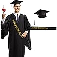 JOOPOM Graduation Cap Black Graduation Bachelor Hat Graduate Satin Sash Graduation Decoration Set for Graduation Ceremony Party Photograph Decoration