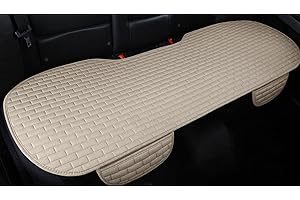 SMIUPIN Coprisedile auto universale in tessuto di lino, protettore del sedile dell'auto, cuscino antiscivolo per auto, camion, furgoni. (cuscino di seduta posteriore, beige)