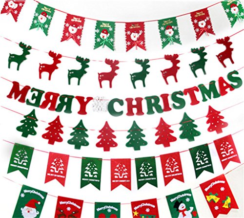 RoseFlower® 6 Paquet (8pcs / 3m) Noël Guirlande de Fanions Bannière Banderole Jute Vintage Style Shabby Chic Décoration pour Citrouille Noël - Fête Surprise pour Enfant