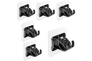 Honatrv 6Stk Gardinenstange Ohne Bohren Schwarz Selbstklebend Vorhangstange Halter, Selbstklebende Gardinen Stangen Halterung für Aufhängen von Handtuchstangen/Vorhängen,Schwarz