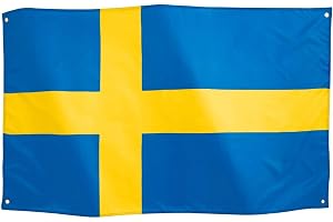 Runesol Sverige flagga, 91x152cm, 3ft x 5ft, 4 grommets, Mässing Grommet i varje hörn, Svenska Banner, Royal Celebrations, Pr