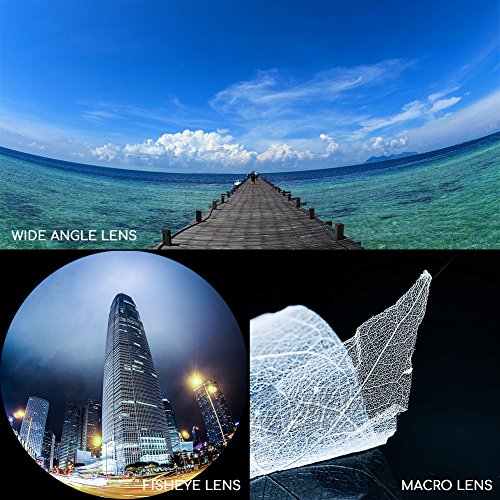 Meerveil Fisheye Lente Smartphone, Mini 3 in 1 Clip-on, Lente Fisheye Suprema 180 Gradi, Lente Grandangolo 0.67X, Lente Macro 10X, per iPhone6/6s/7/8, Samsung, Huawei, e altri cellulari