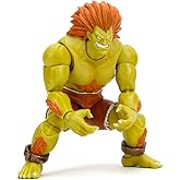 Jada Street Fighter II Blanka Deluxe Aksiyon Fig&uuml;r&uuml; - 1:12 &Ouml;l&ccedil;ekli, Y&uuml;ksek Mafsallı, Değiştirilebilir Eller ve Baş, Elektrikl