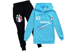 Xpialong Jogging Survêtement De Football France 2 étoiles Enfant sweat à capuche filles printemps garçons