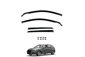 VAN DEMON Team HEKO Wind Deflectors Audi A3 2012-2020 Sportback Compatible Full Set of Window Deflectors Accessories Smoked UV Scratch Resistant Acrylic In-Channel Fitting Air Ventilation Rain Protection