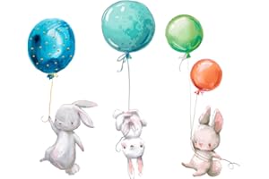 duoyif Adesivo Da Parete Coniglio Adesivo Murale Con Palloncini Adesivi Murali Bambini Adesivi Murali Palloncini Animali Adesivo Da Parete Decorativi Cameretta Dei Bambini Scuola Sala Giochi 67x56cm