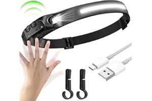 SERDA-RUN 1PCS LED Head Torch, USB Headlamp 350 Lumens COB LED Headlight 80g Motion Sensor Headtorch with IPX4 Waterproof for Kids Adults, Running, Camping, Hiking, Fishing, Hunting, Climbing