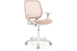 ‎COSTWAY COSTWAY Kinder Schreibtischstuhl 360° drehbar, Sitzhöhe 43-55cm höhenverstellbar, Jugendstuhl ergonomisch mit Rollen, Drehstuhl Bürostuhl mit Rückenlehnen & Armlehnen für Kinder ab 6 Jahren (Rosa)