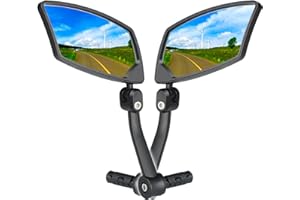BriskMore Bar End bicicleta espejo 1-PAIR, lente de vidrio convexa resistente a arañazos de alta definición E-Bike espejo, espejo retrovisor seguro para lado izquierdo y derecho BT-018…