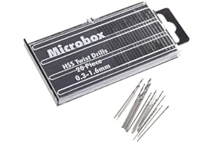 Bestgle 20 Pcs Mini Broca Helicoidal HSS Minitaladro de Mano Torcedura Brocas de Taladro Kit (0,3-1,6 mm) Modelo de Acero de Alta Velocidad Micro para Fabricación de Modelos