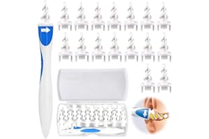 LONIMIA Q grips - Detergente per orecchie a spirale a 360°, in silicone, con 16 testine di ricambio per bambini e adulti (con scatola trasparente)