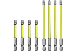 HAPPOW Juego de 8 puntas magnéticas para destornilladores, 65 mm y 110 mm, juego de puntas en cruz, diseño de mango hexagonal antideslizante, juego de puntas para electricistas (acero aleado)