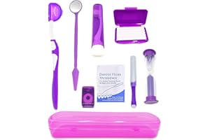 HRASY Kit de soins buccaux portables pour appareils dentaires - Brosse interdentaire en cire dentaire - Kit de nettoyage de brosse à dents (violet)