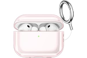 JETech Klar Skyddsfodral för AirPods Pro 3, Rosa | Mjuk Transparent TPU, Stötskydd, Repfri Design, Nyckelring Ingår