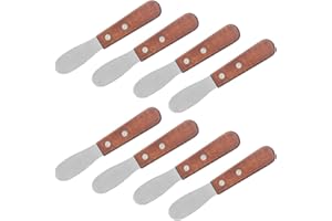 Spalmatore per burro largo con bordo dritto in acciaio inossidabile da 8 pezzi con manico in legno, spalmatore per condimento per panna al formaggio SourceTon da 5 pollici