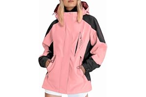 riou Cortavientos Mujer Impermeable Gabardina Chaquetas de Lluvia con Capucha Viento Portable Casual Abrigos Ligera Encapuchado Cortavientos Plegable Transpirable Cremallera Cazadoras Raincoat