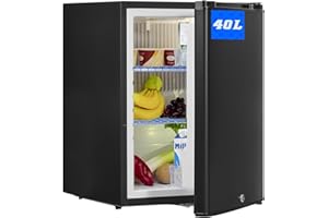 SMETA Nevera Sin Congelador 12V 220V, Pequeña Portátil para Camping 40L, MiniBar, Silenciosa 0dB con Cerradura, Nevera para Furgoneta Camper, Caravana, Coche, Viaje, Habitación, Hotel, Oficina, Negro