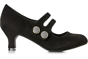 Joe Browns Women's Double Strap Dogtooth Button Mary Jane Shoes Pump