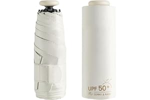ERISED'S BIFROST Mini Paraguas de Viaje con Protección UV UPF 50 99,9 % , Compacto/Ligero, Pequeño Portátil, Mochila/Bolso Plegable Paraguas de Bolsillo, Resistente a La Lluvia/Bloqueo/para Mujeres y Niños