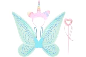 YEETEESY Feenflügel Schmetterlingsflügel Prinzessinnenflügel Winx Mädchen Flügel Fee Kostüm Damen Erwachsene Wings Cosplay für Weihnachts Geburtstags Party (Blau)