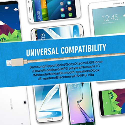 Micro USB Kabel  2-Pack  2m  GlobaLink USB 2 0 Ladekabel Nylon - Lebenslange Garantieserie - f  r Android  Samsung  HTC  Sony  Nexus und mehr - Gold