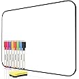 Dry Erase Whiteboard, DumanAsen Double Sided Magnetic White Board with Dry Erase Pens and Eraser, Lapboard for Children or School, Home, Office, Remote Learning (Black, 30cm*21cm)