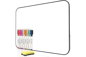 DumanAsen Tableau blanc magnétique double face effaçable à sec avec stylos et effaceur pour enfants, maison, école, bureau et apprentissage à distance Noir 30 x 21 cm
