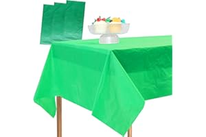 MLMOMVME 3Pcs Green Plastic Table Cloth Rectangle 137 x 274cm Large Party Table Cover Spring Picnic Baby Shower Birthday Weddings Indoor Outdoor Waterproof Tablecloths
