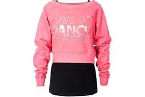 Brody & Co. Girls Dance Sweatshirts Vests Double Layer Tops Diamante Love To Dance Silver Sparkle Logo Gym Workout Play