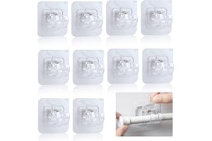 OUSSEE 10 Stück Selbstklebende Gardinen Stangen Halterung, Gardinenstange ohne Bohren Vorhänge Haken Halter Gardinenstangenhalter Transparent Wand Halterungen Handtuch Befestigung Stangen für Badezimmer