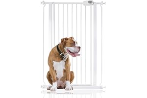 Bettacare Extra Tall Pressure Installed Premium Pet Gate, 75cm - 83cm, White, Pressure Fit Stair Gate for Dog, Safety Barrier for Puppy, Easy Installation