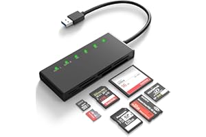 RYTAKI Czytnik kart USB 3.0, czytnik kart pamięci 7 w 1 do SD/SDXC/SDHC/Micro SD/CF/XD/MS/MMC, czytnik kart USB Super Speed 5 Gbps, równoczesny odczyt, 5 kart Windows/Linux/Mac OS