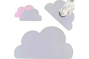 BAOWUABJ Silicone Waterproof Cat Feed Mat, Non-Skid Spill Proof Pet Feeding Mat for Food and Water, Easy to Clean Dog Placemat(Grey, 48 * 28cm)