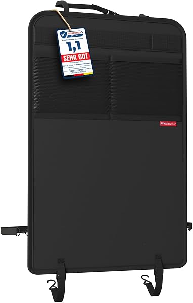ATHLON TOOLS Rückenlehnen-Schutzmatte beschichtet, Rückenlehnenschutz Auto Kick-Matte, verstärkt - mit Netztaschen - schmutzabweisend, pflegeleicht und wasserabweisend - 1