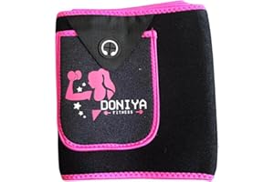 GENERIC Doniya Fitness Waist Trimmer Black & Pink Trim Waist Pocket Trainer Belt for Men & Women Adjustable Brace for Fitness workout (L)