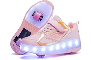 YGZZHK Patins À Roulettes For Filles Avec LED, Chaussures Tendance For Garçons Avec Roues, Chaussures For Enfants Rechargeables USB Lumineuses LED, Patins À Roulettes, Chaussures De Sport De Plein Air (28-40